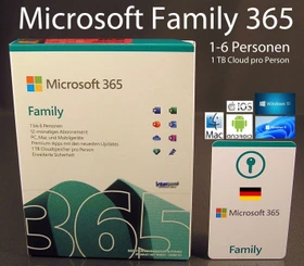 Microsoft Office 365 Family, 1 Jahr, PKC (deutsch) (PC/MAC) (6GQ-01580)