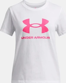 Under Armour Big Logo Funktionsshirt kurzarm white/super pink (Junior)