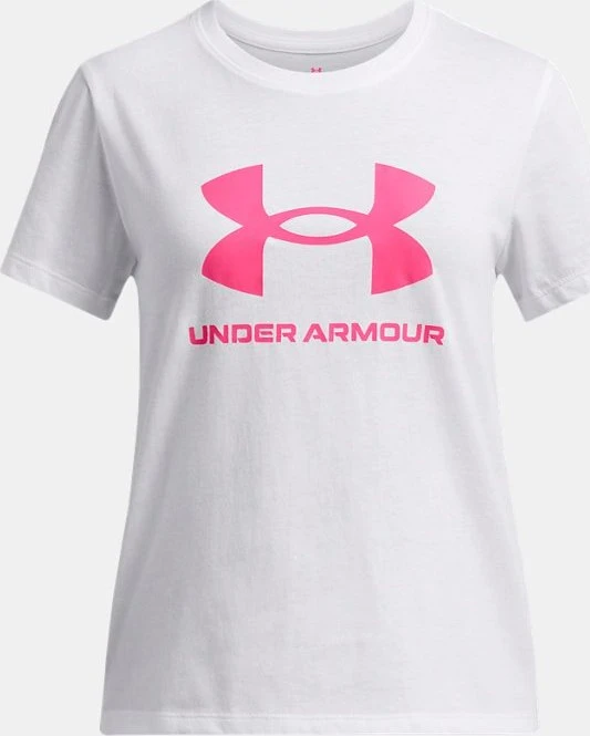 Under Armour Big Logo Funktionsshirt kurzarm white/super pink (Junior)