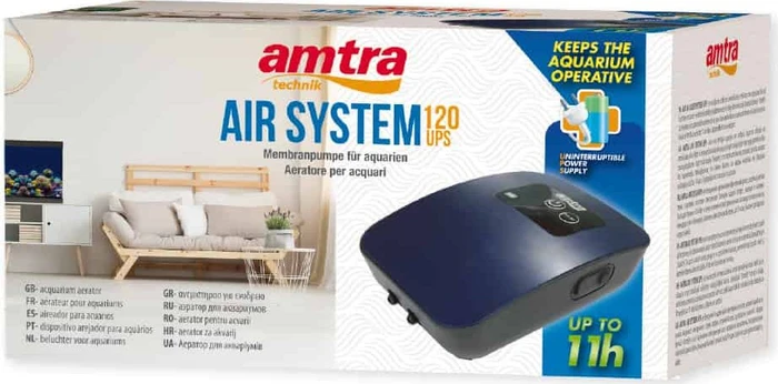 amtra AIR SYSTEM 120 UPS Aquarien-Luftpumpe mit Backup-Batterie, 120l/h