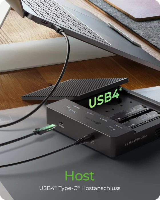 RaidSonic Icy Box M.2 NVMe Docking- und Klonstation IB-4013MCL-C4, USB4