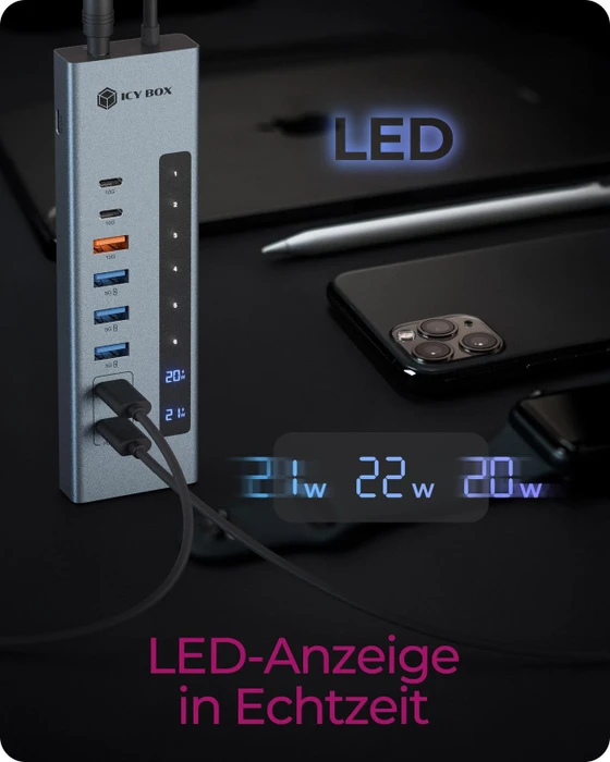 RaidSonic Icy Box IB-HUB1742CR-C2PD 11-in-1 Hub, USB-A/USB-C 3.1 [Stecker]