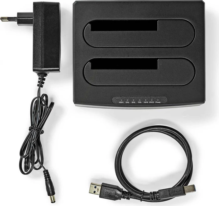 Nedis Dual Bay HDD Docking Station, 2x 2.5"/3.5", USB-B 3.0