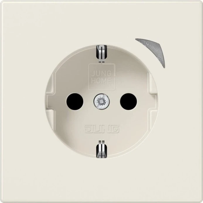 Jung Steckdose, 16 A, mit Funktionsanzeige, Safety Plus, Serie LS, weiß ivory