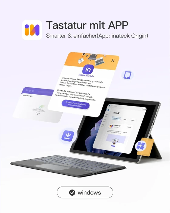 Inateck Tablet Tastatur mit Touchpad für Windows/iPad OS/Android, grau, DE