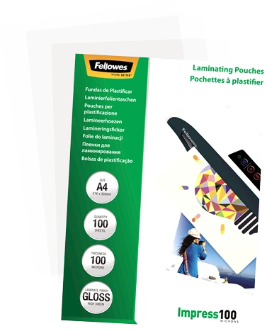 Fellowes Laminierfolien, A4, 2x 100µm, glänzend, 100 Stück