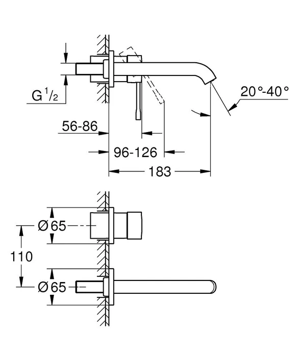 Grohe Essence 2-Loch-Waschbeckenarmatur hard graphite