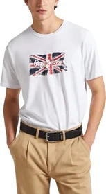 Pepe Jeans Logo Union Jack Regular Fit T-Shirt kurzarm weiß (Herren)