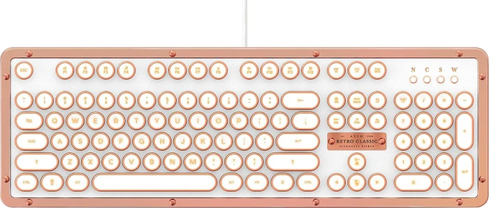 Azio Retro Classic, Posh, weiß/kupfer, Kailh Typelit, USB, US