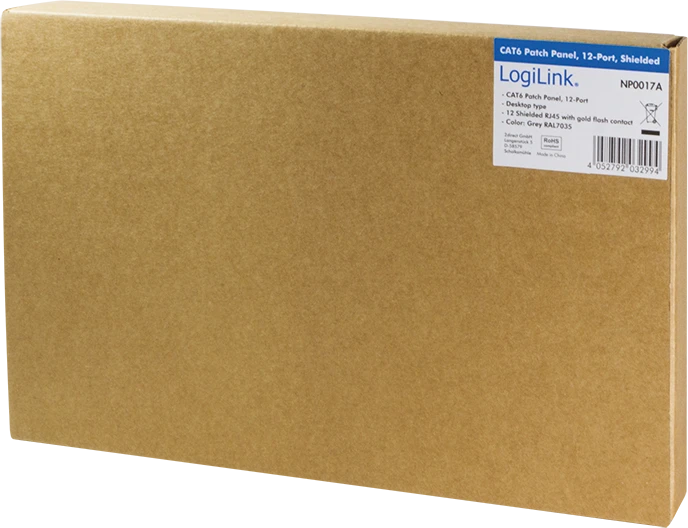 LogiLink Desktop Patchpanel Cat6, für Tisch/Wand, 12-Port, grau