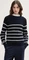 Tom Tailor Strickpullover mit leichten Ballonärmeln Strickpullover placed navy white stripe (Damen) Vorschaubild