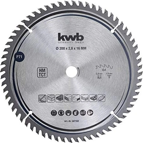 kwb Präzision Kreissägeblatt 64Z, 200x1.8x16mm, 1 Stück