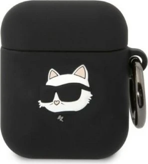 Karl Lagerfeld 3D Logo NFT Choupette Head Silikonhülle für Airpods 1/2 Schwarz