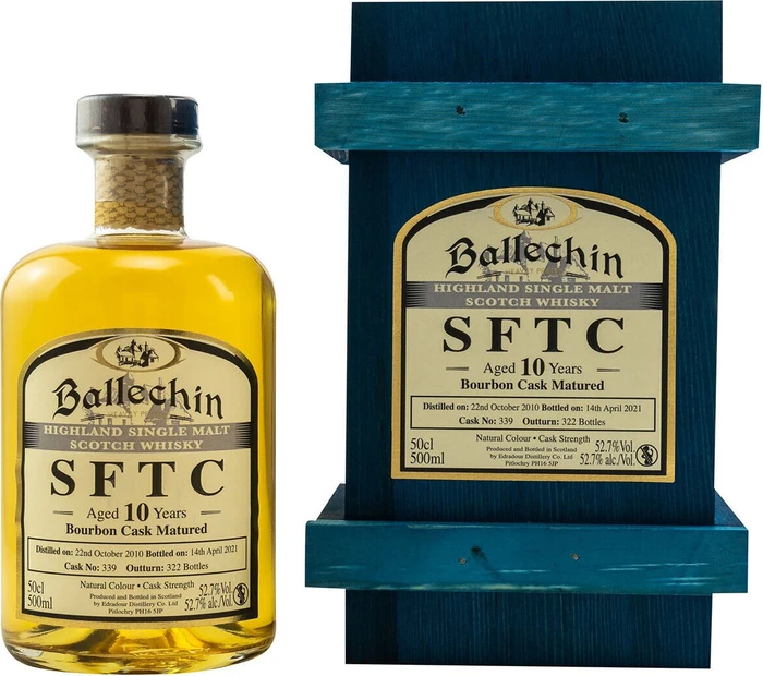 Edradour Ballechin SFTC Bourbon Cask 2010 10 Years Old 500ml