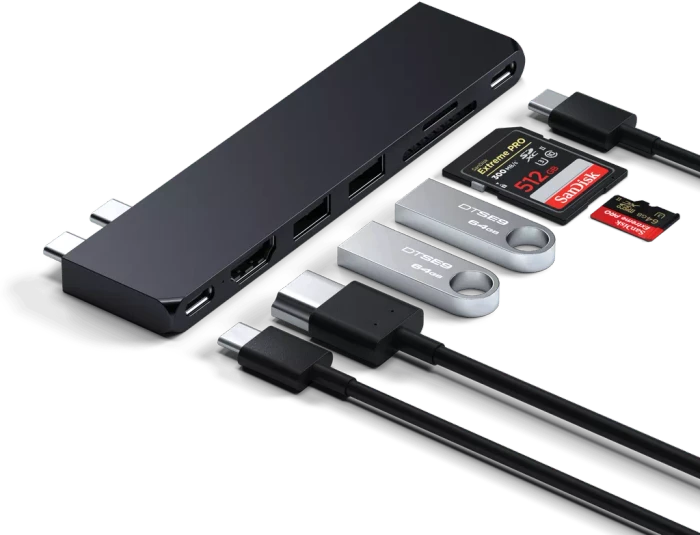 Satechi Pro Hub Slim Adapter, Midnight, 2x USB4 [Stecker]