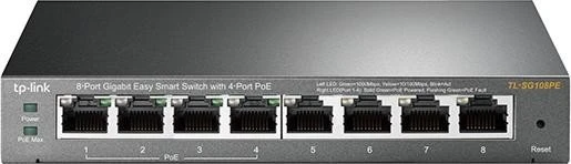 TP-Link TL-SG108PE Desktop Gigabit Smart Switch, 8x RJ-45, 64W PoE+