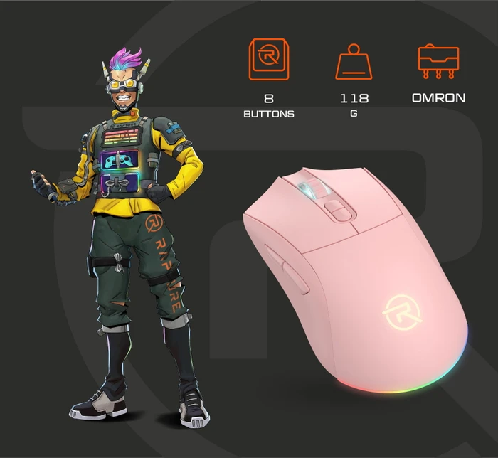 Rapture Cobra Wireless Gaming Maus rosa, USB