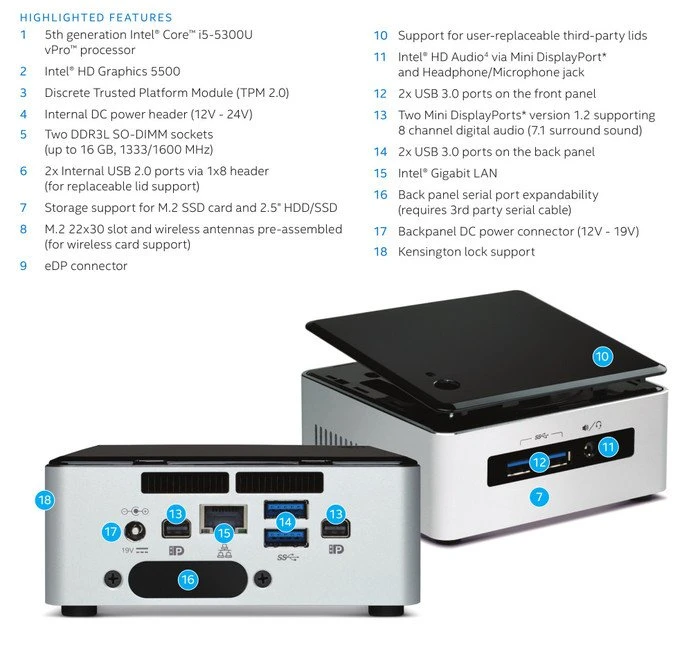 Intel NUC Kit - Tall - Maple Canyon - NUC5i5MYHE