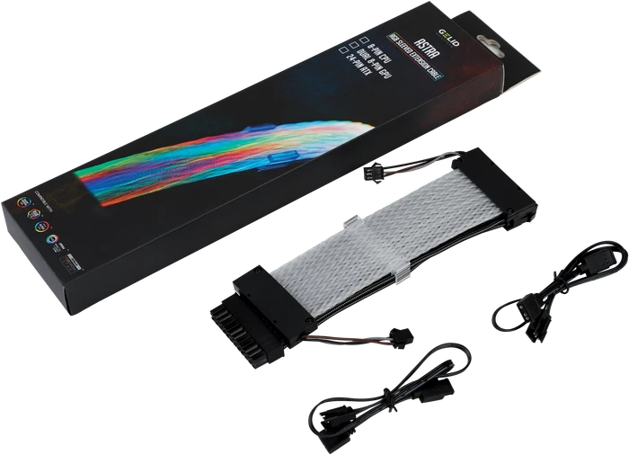 Gelid Solutions Astra, 24-Pin ATX Verlängerungskabel, RGB beleuchtet, 20cm