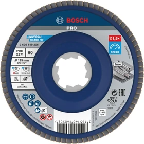 Bosch Professional X-LOCK X571 Best for Metal Fächerschleifscheibe gerade K60, 115x22.23mm, 1 Stück