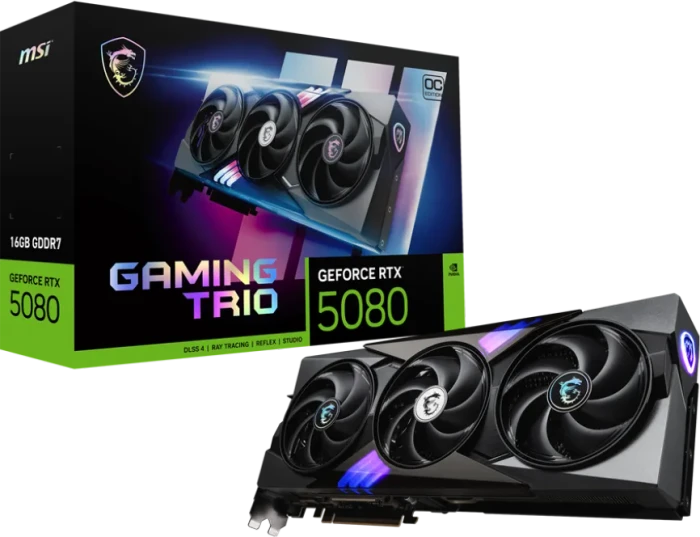 MSI GeForce RTX 5080 16G Gaming Trio OC, G5080-16GTC, 16GB GDDR7, HDMI, 3x DP