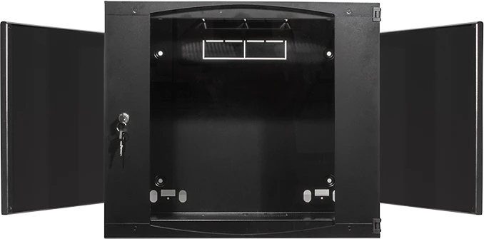 LogiLink Wandgehäuse 9HE, einteilig, Sicherheitsglastür, schwarz, 450mm tief