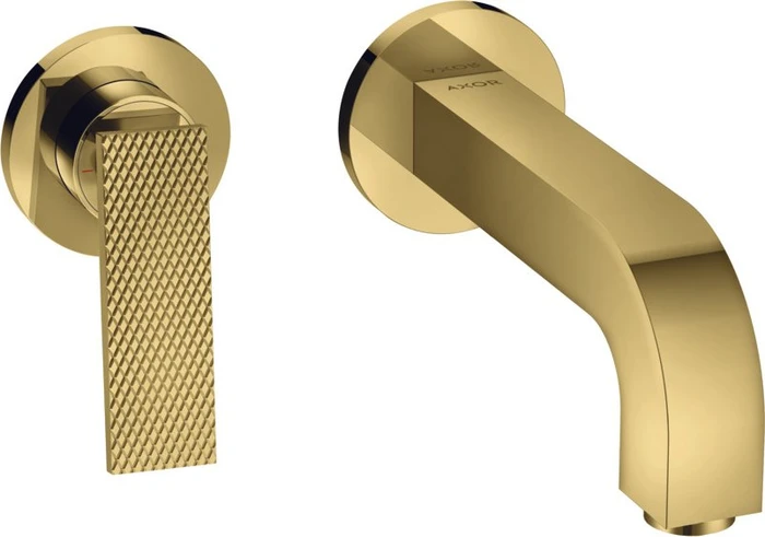 Hansgrohe Axor Citterio 2-Loch Waschbeckenarmatur mit Hebelgriffen Rosetten und Rautenschliff 220mm polished goldoptik
