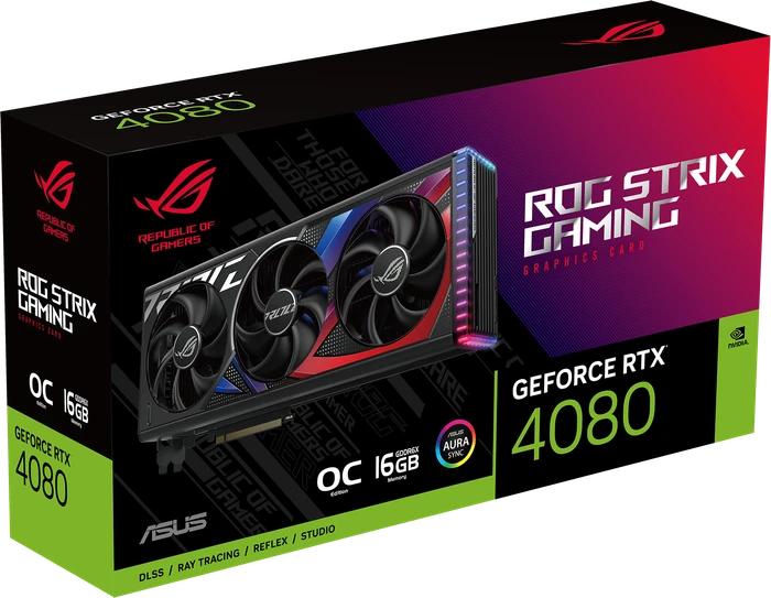 ASUS ROG Strix GeForce RTX 4080 OC, ROG-STRIX-RTX4080-O16G-GAMING, 16GB GDDR6X, 2x HDMI, 3x DP