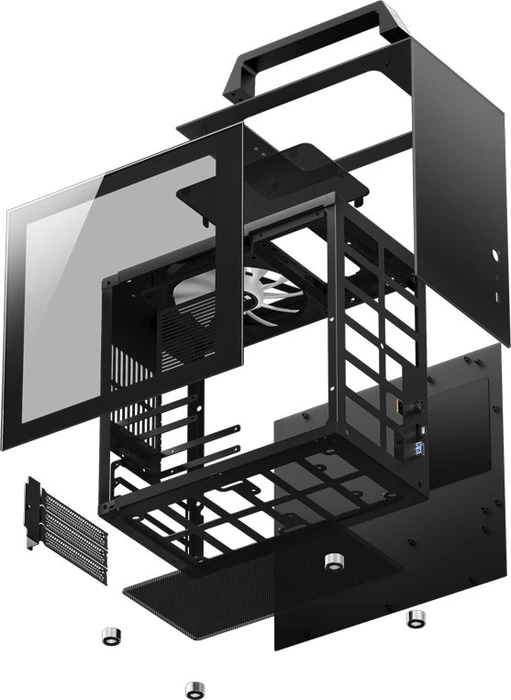 Jonsbo T8 PLUS Black, schwarz, Glasfenster, Mini-ITX