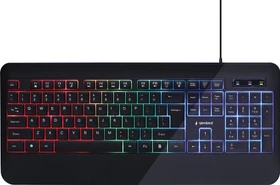 Gembird Slim Rainbow Backlight Multimedia Keyboard, schwarz, USB, US (KB-UML-03)