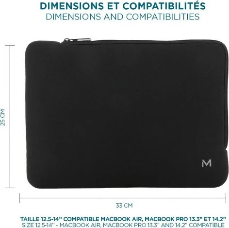 Mobilis Skin 12.5-14" Sleeve Notebook-Hülle, schwarz/grau