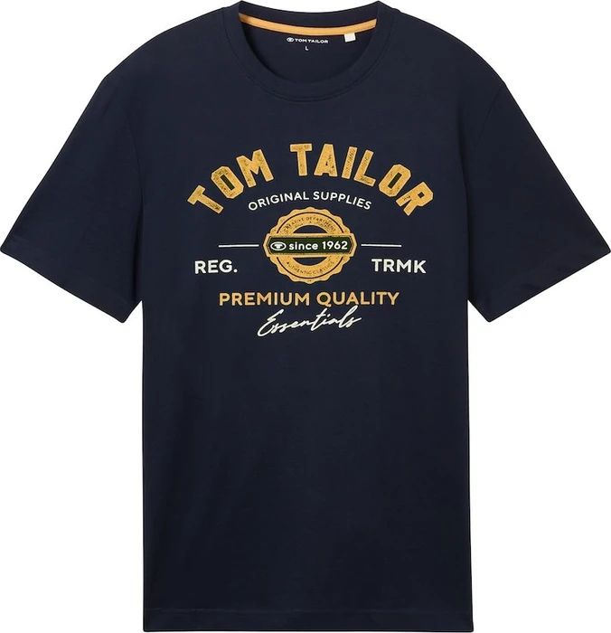 Tom Tailor Logo-Print T-Shirt kurzarm dark blue (Herren)