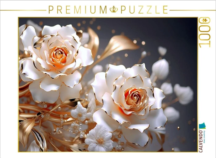 Calvendo Weißgoldene Rosen wie aus Porzellan