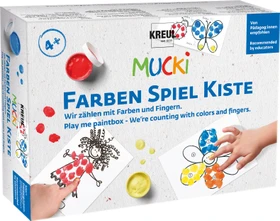 Kreul Mucki Fingerfarbe Farben Spiel Kiste - Wir zählen mit Farben und Fingern, Set 5 Stück 50ml