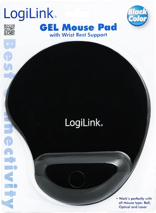 LogiLink Mauspad mit Silikon Gel Handauflage, schwarz