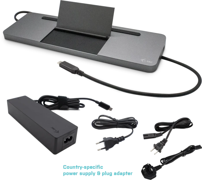 i-tec Metal Ergonomic 4K 3x Display Docking Station, inkl. Netzteil, USB PD 85W, USB-C 3.0 [Stecker]