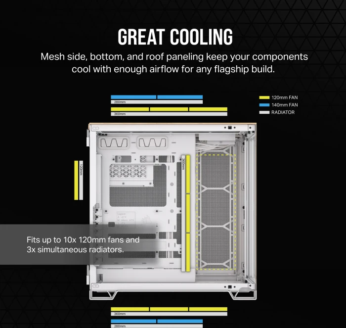 Corsair 6500X, weiß/Bambus, Glasfenster