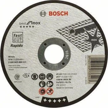 Bosch Professional A60WBF Best for Inox Trennscheibe, 125x0.8x22.23mm, 1 Stück