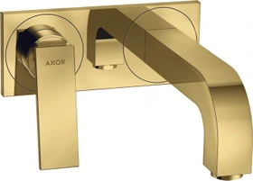 Hansgrohe Axor Citterio 2-Loch Waschbeckenarmatur mit Hebelgriffen und Platte 220mm polished goldoptik