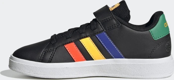 adidas Grand Court Court Elastic Lace and Top Strap core black/lucid blue/court green (Junior)