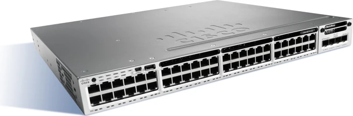 Cisco Catalyst 3850 LAN Base Rackmount Gigabit Managed Stacking Switch, 48x RJ-45, 1x Erweiterungsslot, 435W PoE+