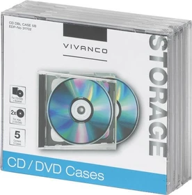 Vivanco CD/DVD-Leerhülle für 2 Discs Jewelcase, 5 Stück
