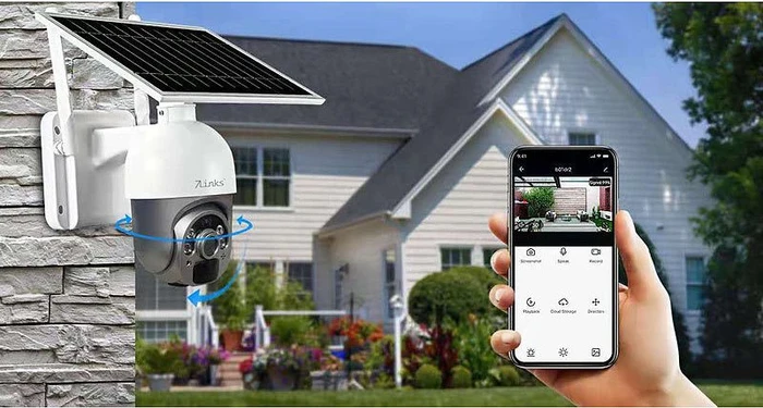 7links LTE Pan Tilt IPC-710.lte Überwachungskamera mit Solarpanel, grau