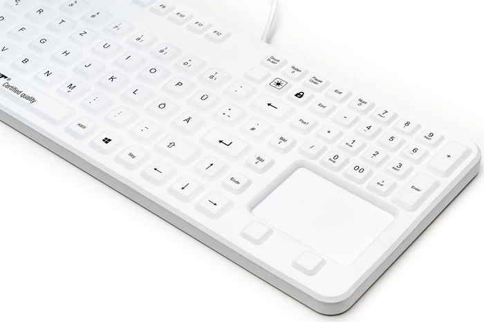 GETT KG26236 GCQ CleanType Prime Touch Plus mit Touchpad, medizinische Silikontastatur, weiß, USB, DE