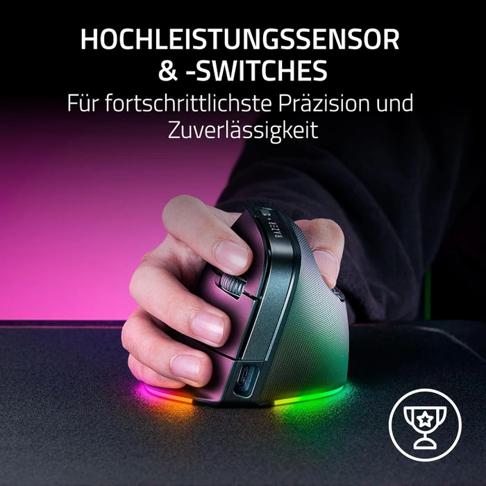 Razer Pro Click V2 Vertical Edition Wireless Mouse, schwarz, USB/Bluetooth