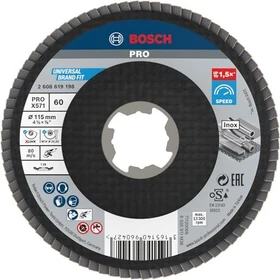 Bosch Professional X-LOCK X571 Best for Metal Fächerschleifscheibe gewinkelt K60, 115x22.23mm, 1 Stück