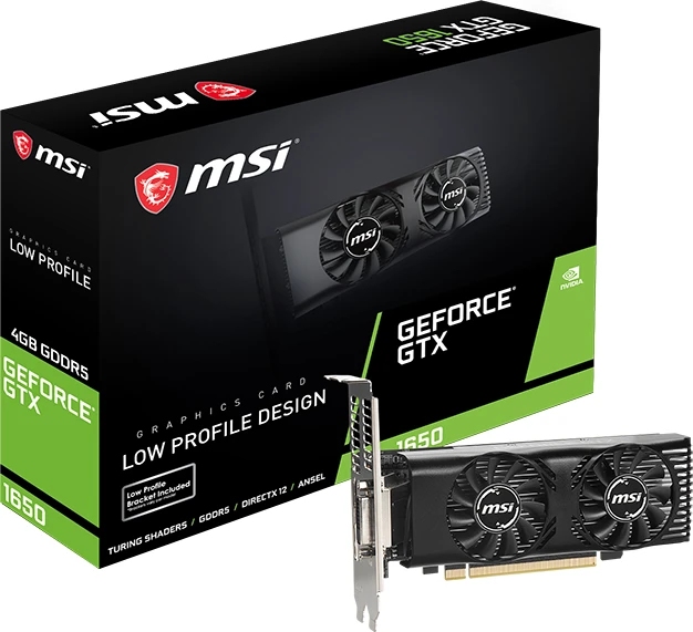 MSI GeForce GTX 1650 4GT LP V1, 4GB GDDR5, DVI, HDMI, DP