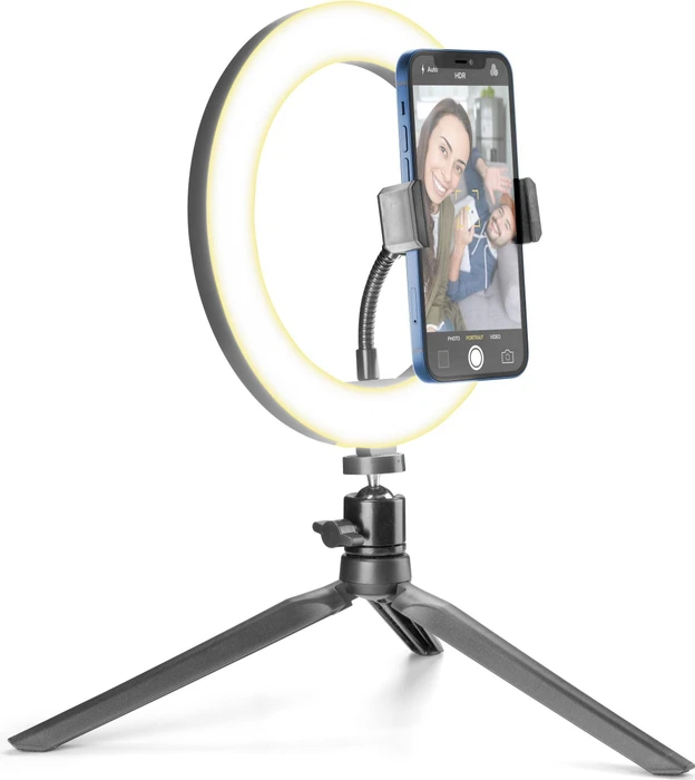 Cellularline Selfie Ring mit LED Licht für Selfie Fotos und Videos - schwarz