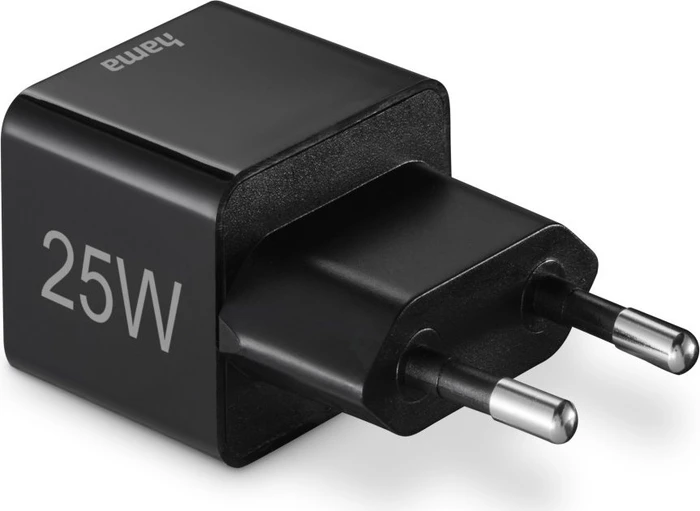 Hama Schnellladegerät USB-C PD/Qualcomm Mini-Ladegerät 25W schwarz