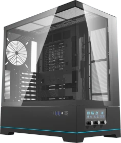 DarkFlash DY451 Pro Black, ohne Lüfter, Glasfenster